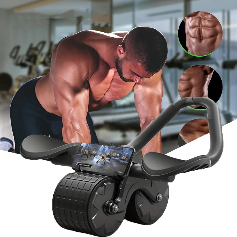 Rodillo de Ejercicio Abdominal 2 en 1 con Doble Rueda, Equipo de Fitness Antideslizante y Estable para el Hogar, Entrenador de Abdomen para Principiantes