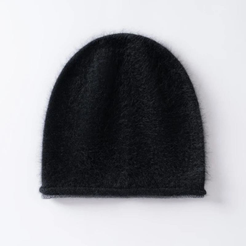 Gorro de punto 100% cachemira de primera calidad, con combinación de colores y acabado cepillado, unisex, para deportes de invierno al aire libre y para mantener el calor.