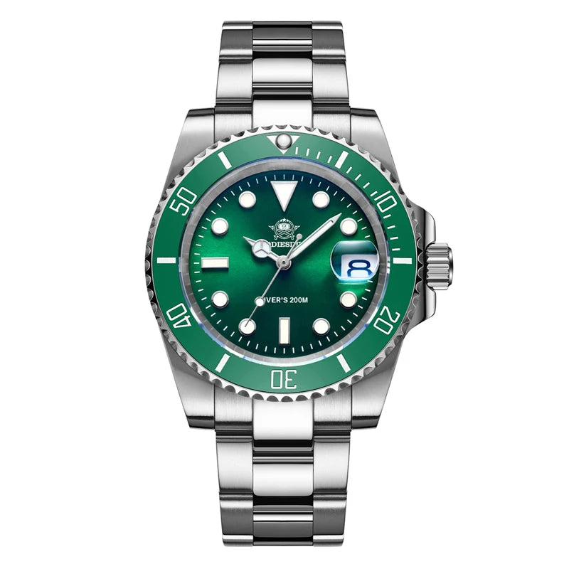 Reloj clásico para hombre ADDIESDIVE con bisel de cerámica, resistente al agua 200 m, reloj de cuarzo casual con luminiscencia azul BGW9, regalo MY-H3-2