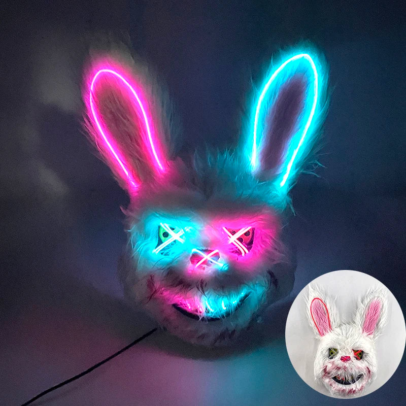 Máscara de Zorro Luminosa de Neón para Hombres, Máscaras de Disfraz Luminosas para Halloween, Brilla en la Oscuridad, Disfraz de Cosplay, Decoración para Fiestas de Disfraces