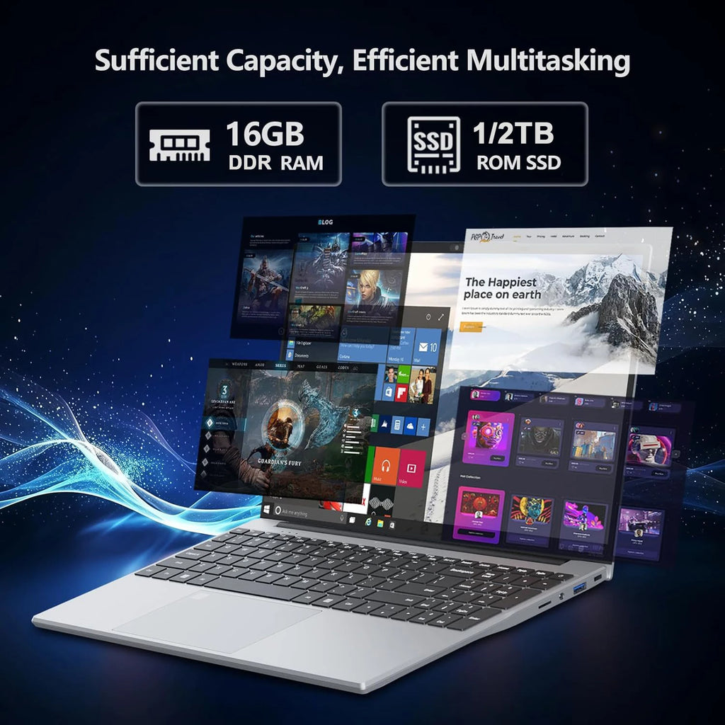 Nuevo portátil para juegos de 15.6'' con Intel Core i9 10980HK/i3-6100U, Windows 11 Pro, 16GB de RAM, 1TB M.2 SSD, desbloqueo por huella dactilar, retroiluminación, ordenador de oficina.
