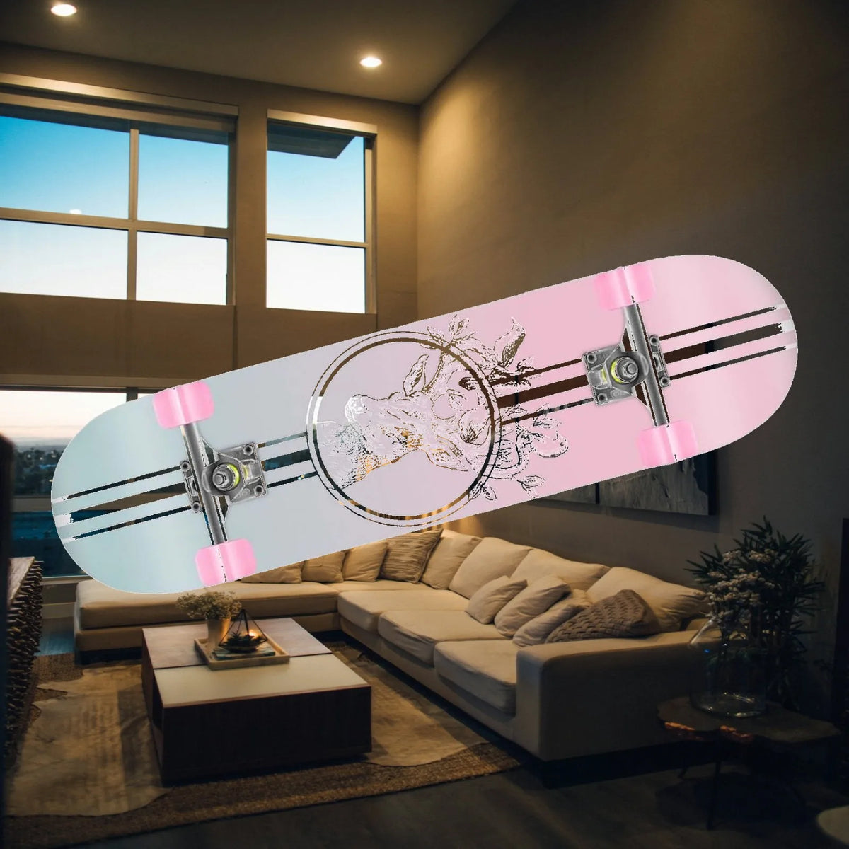 Patineta Completa Longboard Double Kick, Totalmente Silenciosa, de Madera de Arce, 31 Pulgadas, con Rodamientos de Acero, Cóncava, para Principiantes, Niños y Niñas