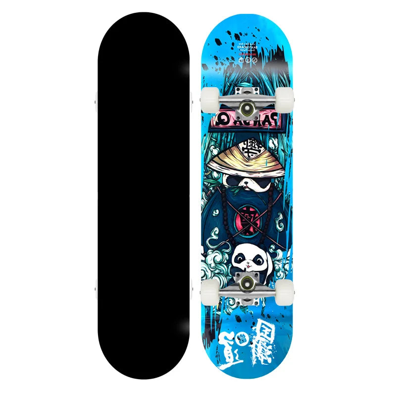 Patineta Profesional de Madera de Arce para Trucos de Doble Kick, Skateboarding Urbano, 80 cm, Ejes de Aluminio, Ruedas de PU Suaves, Patineta Completa