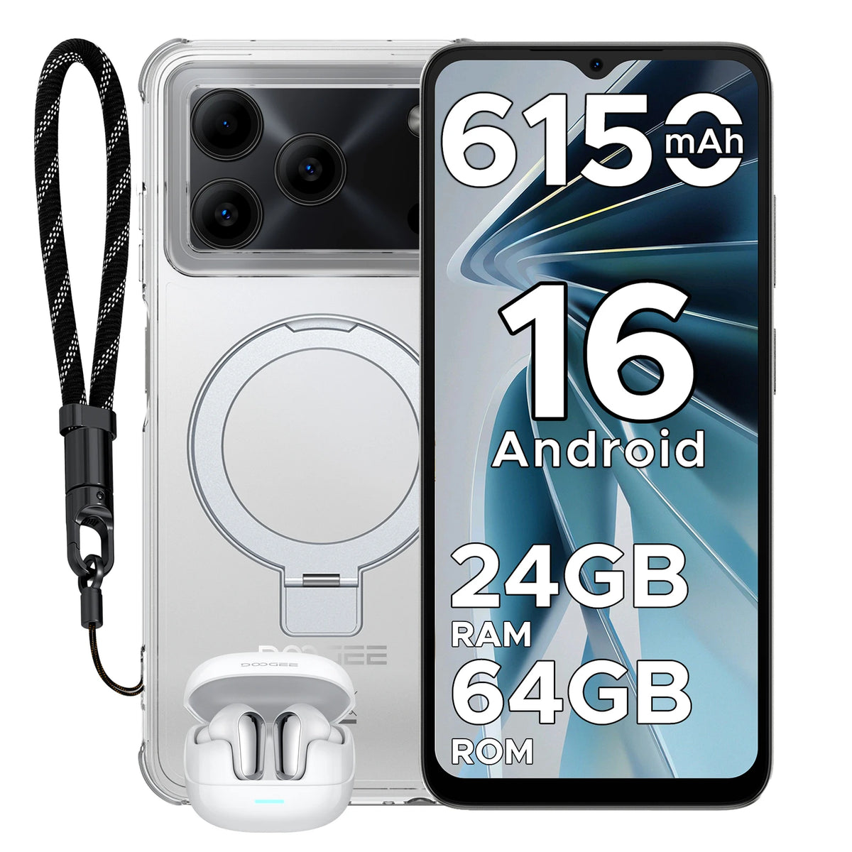 DOOGEE Note 56 VIP Edition Smartphone con el último Android 16, pantalla de 6.56", batería de 6150mAh, 24GB de RAM (3+21) y 64GB de ROM, teléfono móvil.