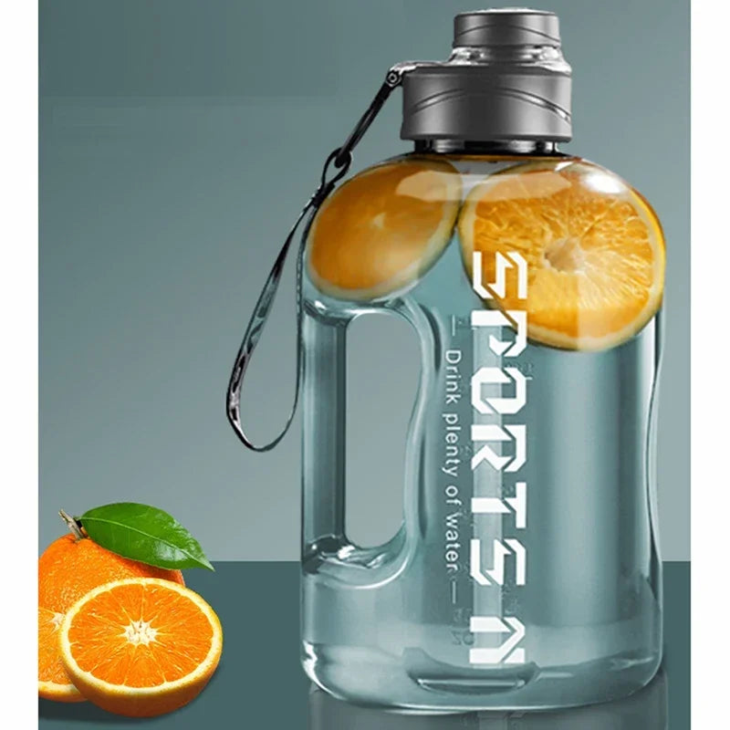 Botella Deportiva de Gran Capacidad con Correa, Resistente a Altas Temperaturas, Vaso de Plástico con Pajita, Botella de Agua Portátil para Estudiantes