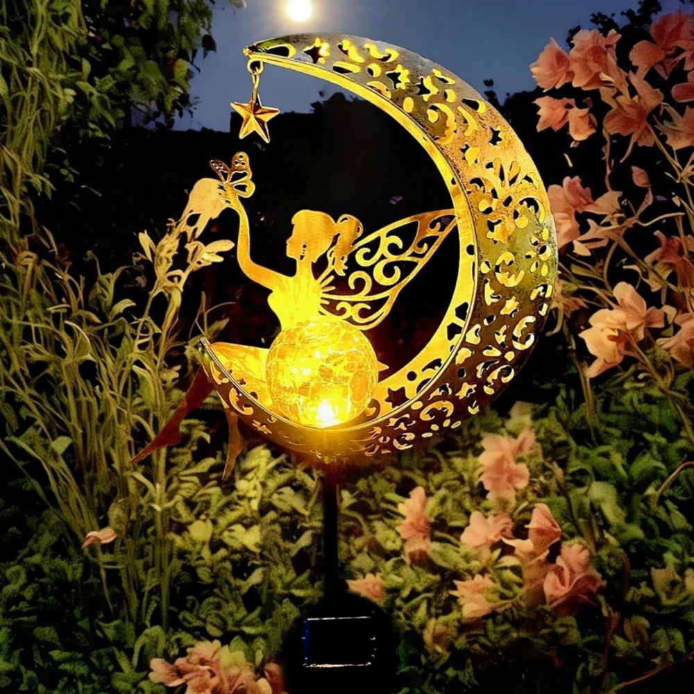 Estatuas solares de jardín para decoración al aire libre, estatuilla de luna de hadas, adorno de estaca de luz para Patio, césped, Patio, camino, Regalo para mamá, abuela