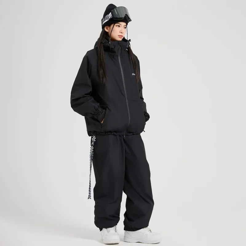 Nuevo Conjunto de Traje de Esquí Holgado para Hombre y Mujer, Chaqueta y Pantalones Impermeables y Resistentes al Viento, Disponible en Color Sólido, para Snowboard, Ropa de Invierno para la Nieve