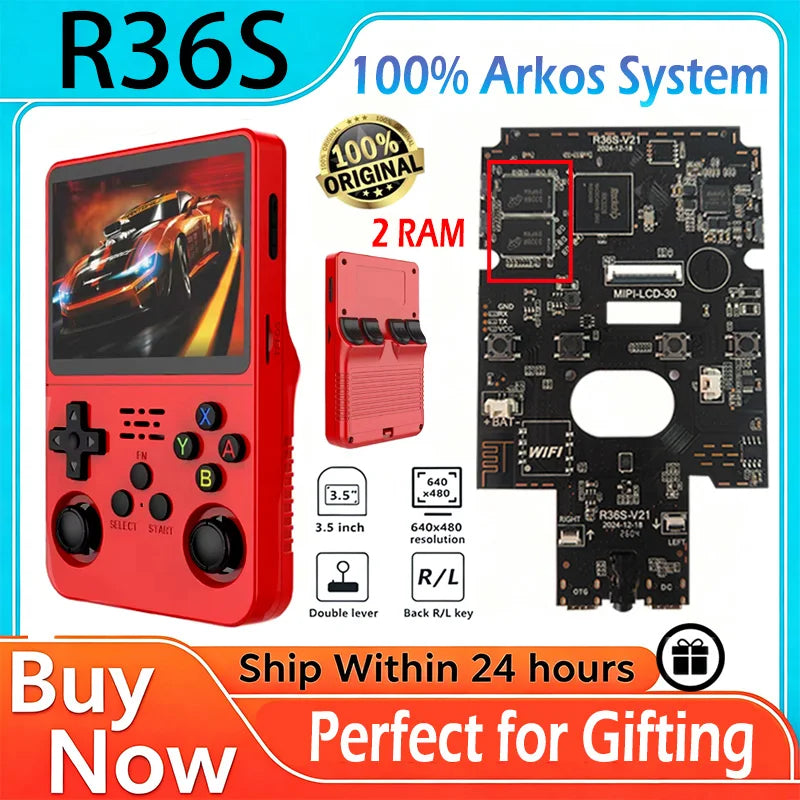 R36S Original Retro Handheld Game Player 100% Arkos System 3.5" Screen Portable Emulator Handheld Game Console Christmas Gift
