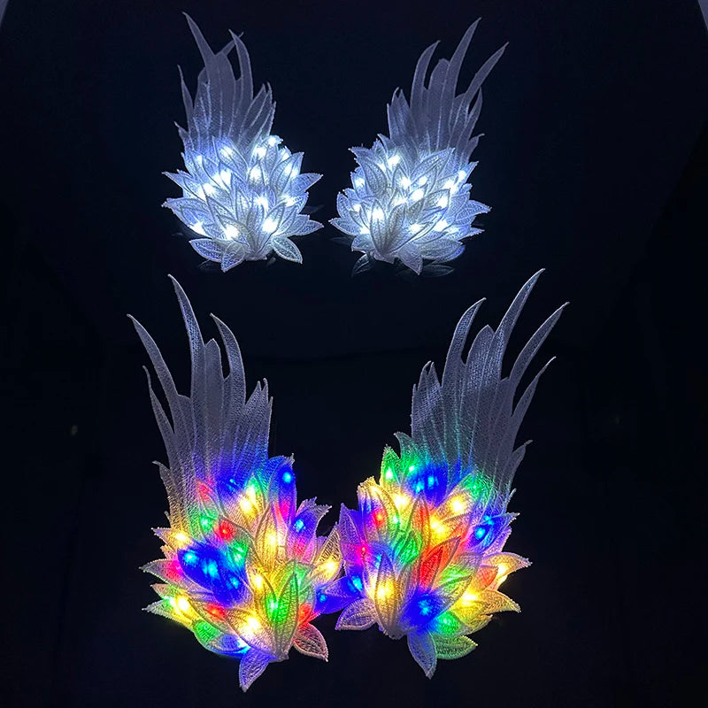 1 Par de Diademas con Alas de Ángel Iluminadas por LED, Diadema de Encaje Estilo Lolita, Accesorios de Cabello Brillantes de Hada para Mujeres, para Fiestas de Disfraces de Halloween