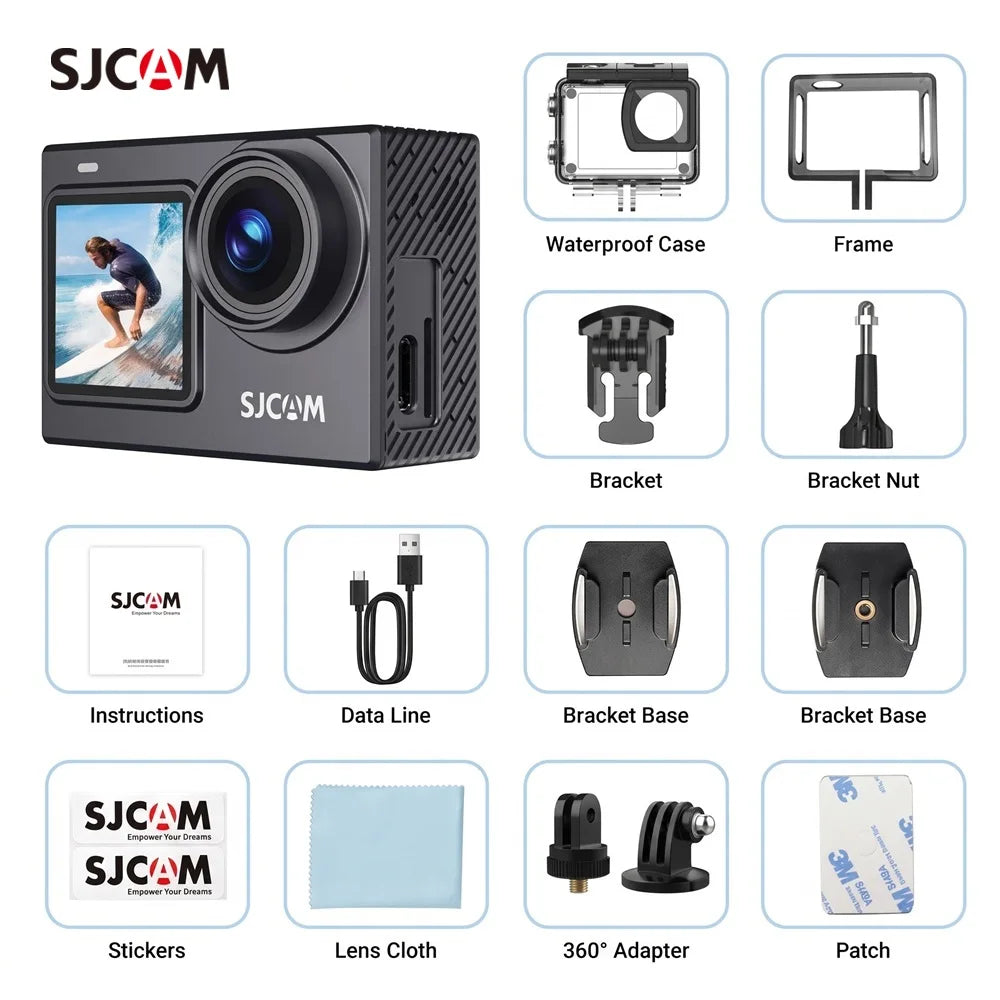 Cámara de Acción SJCAM 4K Ultra HD, 20MP, Estabilización Giroscópica de 6 Ejes, Transmisión en Vivo por WiFi 5G, Resistente al Agua hasta 30M, para Ciclismo, Buceo y Grabación de Vlogs