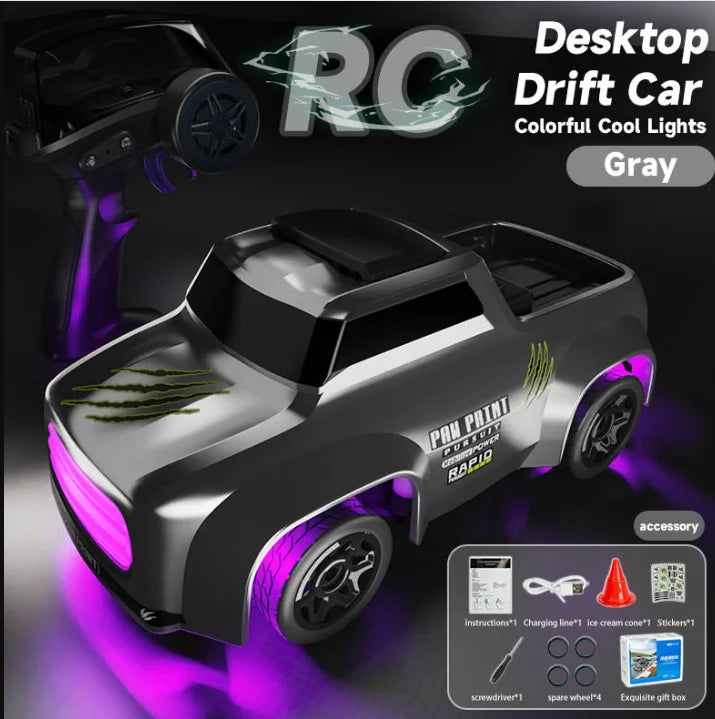 Coche RC 1/64, 2.4G 4WD, coche de carreras a escala mini de alta velocidad para escritorio, tracción en las cuatro ruedas, modelo de carreras GTR a control remoto, juguete para niños