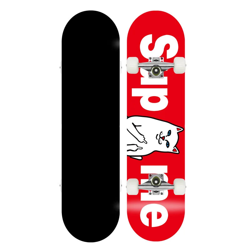 Patineta Deportiva de Madera de Arce de 80 cm, 4 Ruedas, Diseño de Doble Kick, Patineta Profesional para Trucos y Calle, para Jóvenes y Adultos