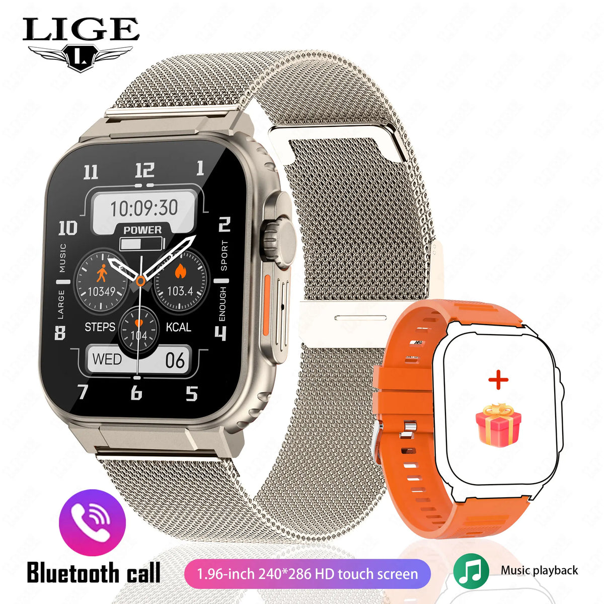 LIGE Nuevo reloj inteligente de 600 mAh para hombre, pulsera de fitness para deportes al aire libre, reloj con presión arterial, resistente al agua IP68, reloj inteligente para Android