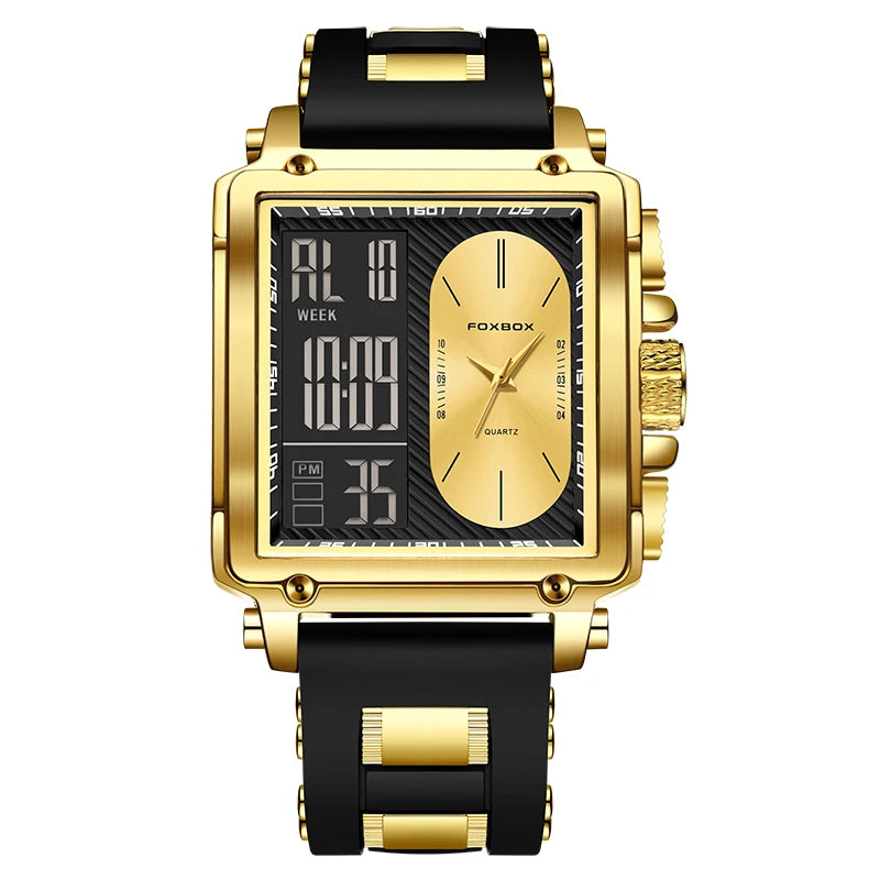Nuevo reloj digital cuadrado de moda LIGE para hombre, reloj de pulsera de cuarzo deportivo informal, cronógrafo de lujo de la mejor marca FOXBOX
