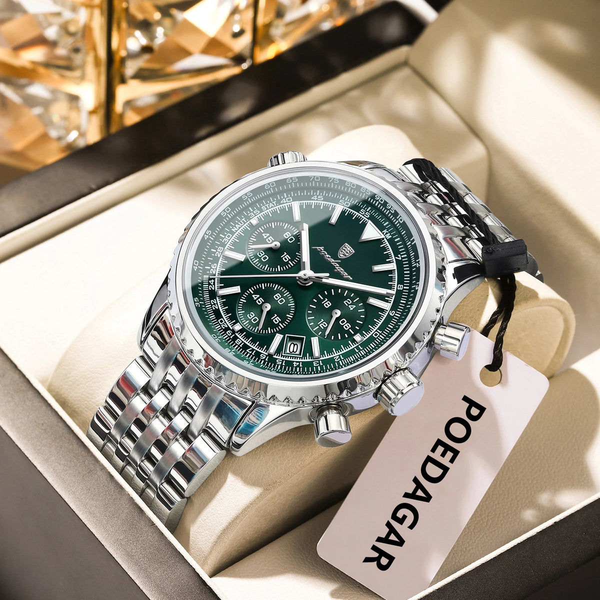 Reloj de pulsera de lujo para hombre POEDAGAR, cronógrafo, con fecha, resistente al agua y luminoso, reloj de cuarzo clásico de acero inoxidable para hombre