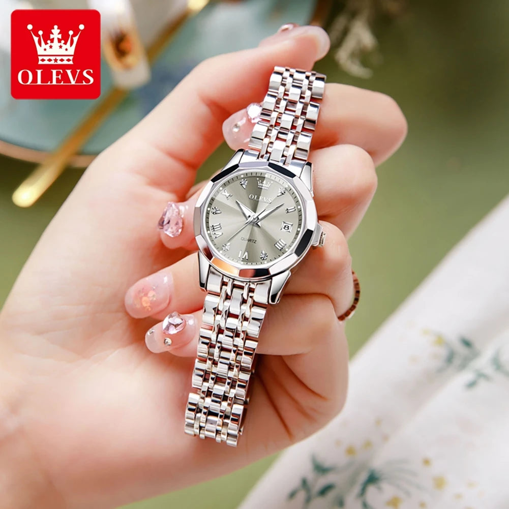 Reloj OLEVS 9931 para mujer, moda elegante, marca de lujo, reloj de cuarzo original para dama, resistente al agua, acero inoxidable, luminoso con fecha