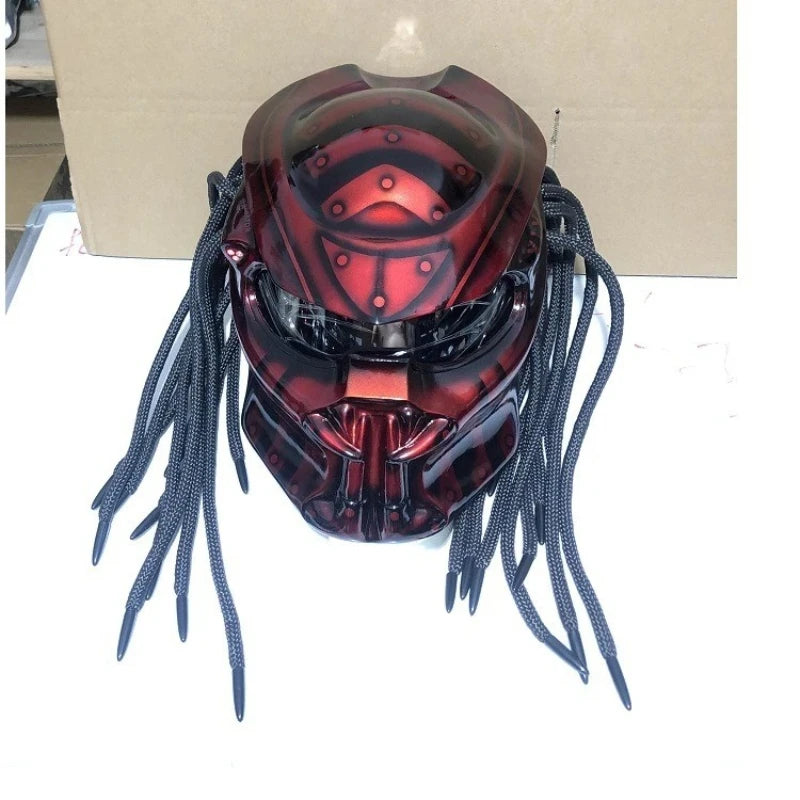 Casco de Motocicleta Integral Racing Predator Warrior, Certificado, Retro, Genial, Cobertura Total, para Carreras, Cosplay, Casco Ghost Braid, DOT