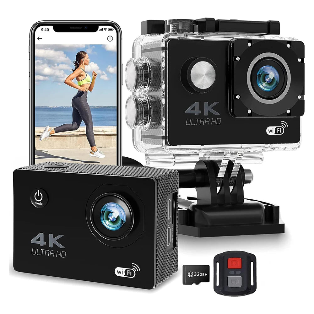 Cámara de acción de 2,0 "Ultra HD 4K 30FPS WiFi cámaras subacuáticas casco impermeable cámaras de grabación de vídeo para bicicleta cámara deportiva al aire libre