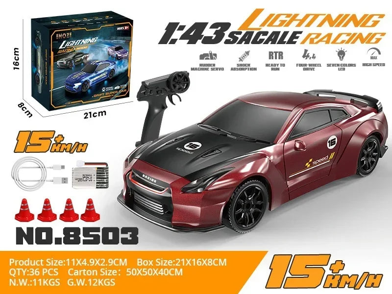 Mini coche de drift teledirigido 2.4G 1/43 8501/8500 - Coche de radiocontrol de alta velocidad | Modelo de drift profesional | Juguetes para niños y regalos de carreras