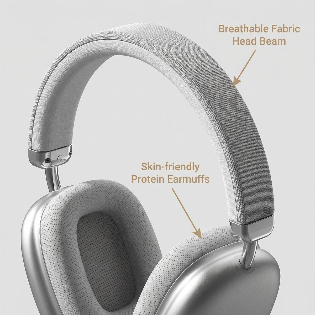 Auriculares inalámbricos estéreo HiFi supraurales con diadema de tela, varilla metálica ajustable, cancelación de ruido y para música al aire libre