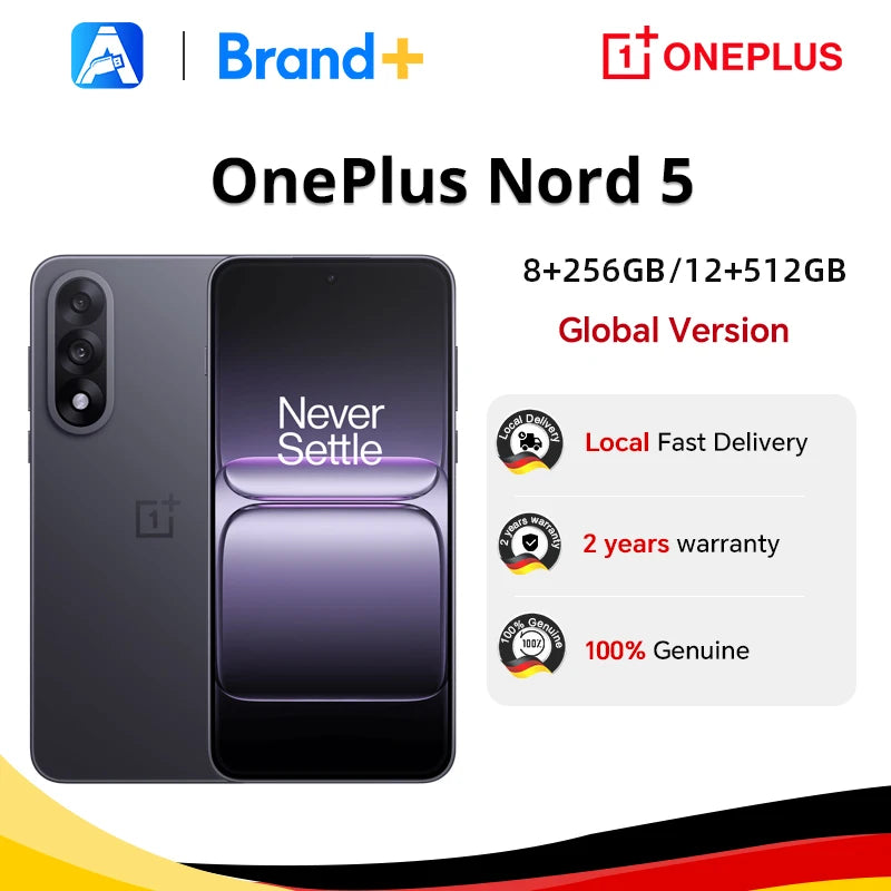 Smartphone OnePlus Nord 5 5G versión global 8GB+256GB 12GB+512GB Snapdragon 8s Gen 3 Android 15 6800 mAh 80W Wi-Fi 6 NFC