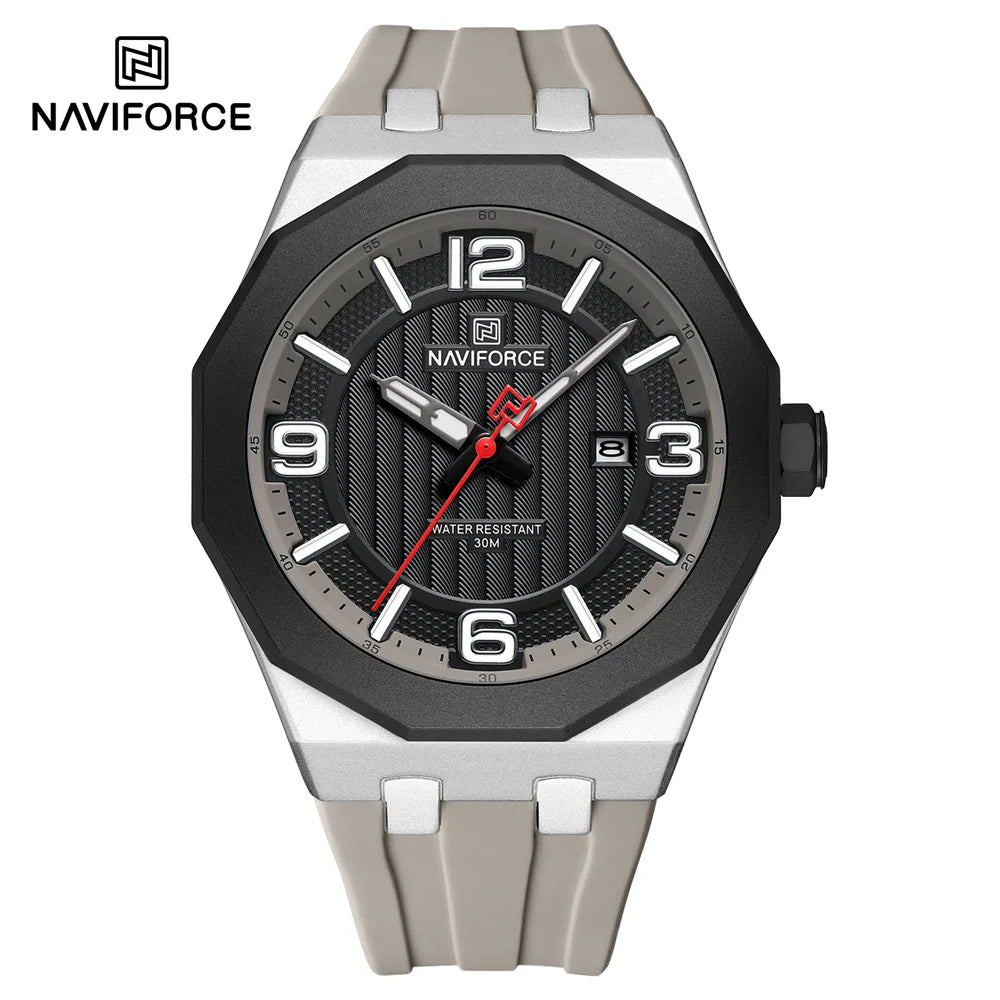 NAVIFORCE Men Wristwatch Top Brand Luxury Clear Business Watch Silicone Sport Military Original Quartz Male Clock Gift 8079