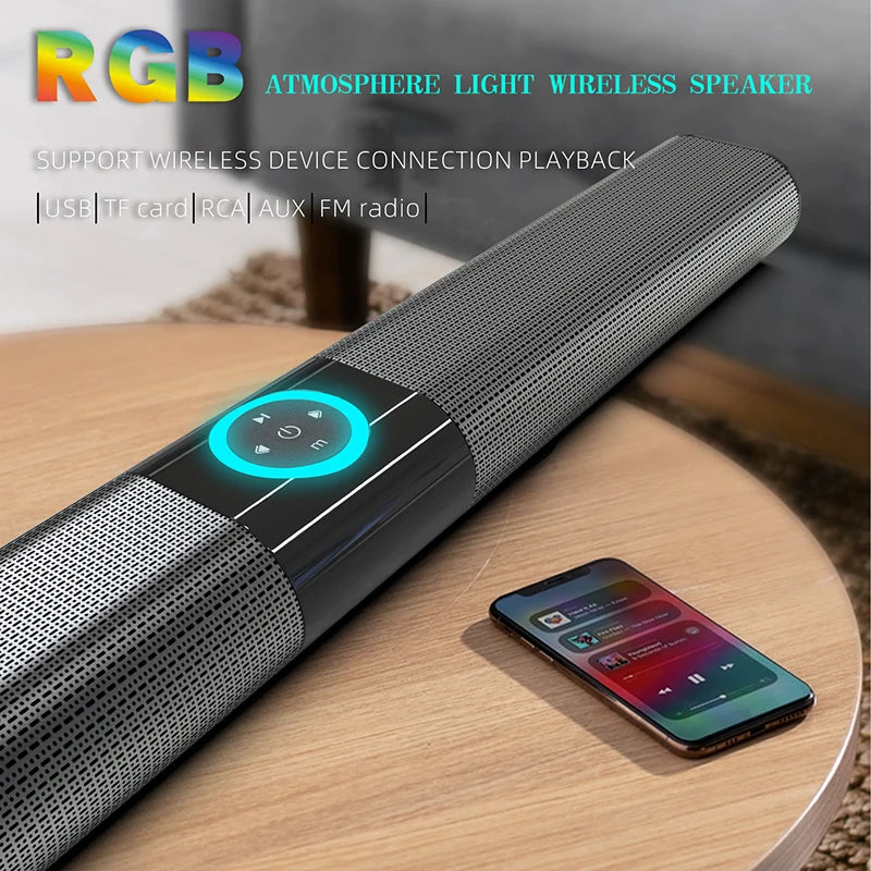 Barra de Sonido Bluetooth para TV, Subwoofer, Música, Radio FM Inalámbrica, Caja de Sonido, Bocina Grande, Bajo, Columna Bluetooth