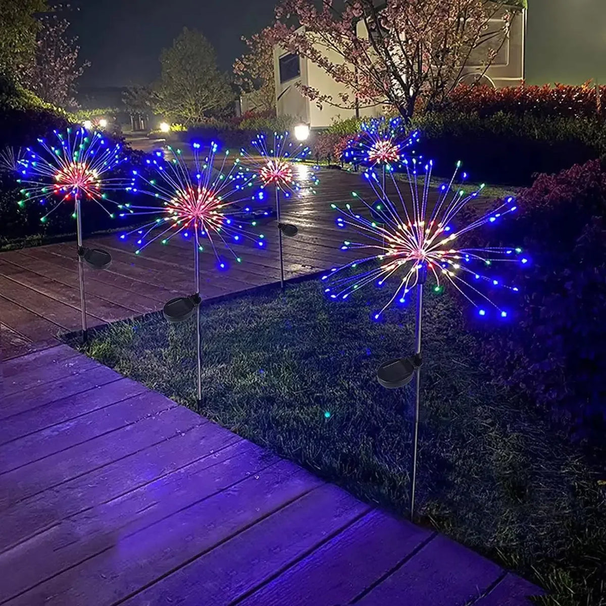 Luz LED Solar de fuegos artificiales, alambre de cobre, luces navideñas, camino de césped, decoración de jardín, 1 Uds.