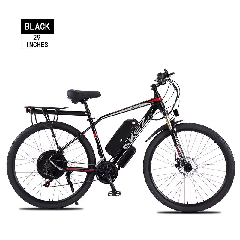 Bicicleta eléctrica AKEZ 2025 de nuevo estilo, 29 pulgadas, 48V 1000W, 13AH/18AH, bicicleta eléctrica de aleación de aluminio con doble freno de disco para adultos