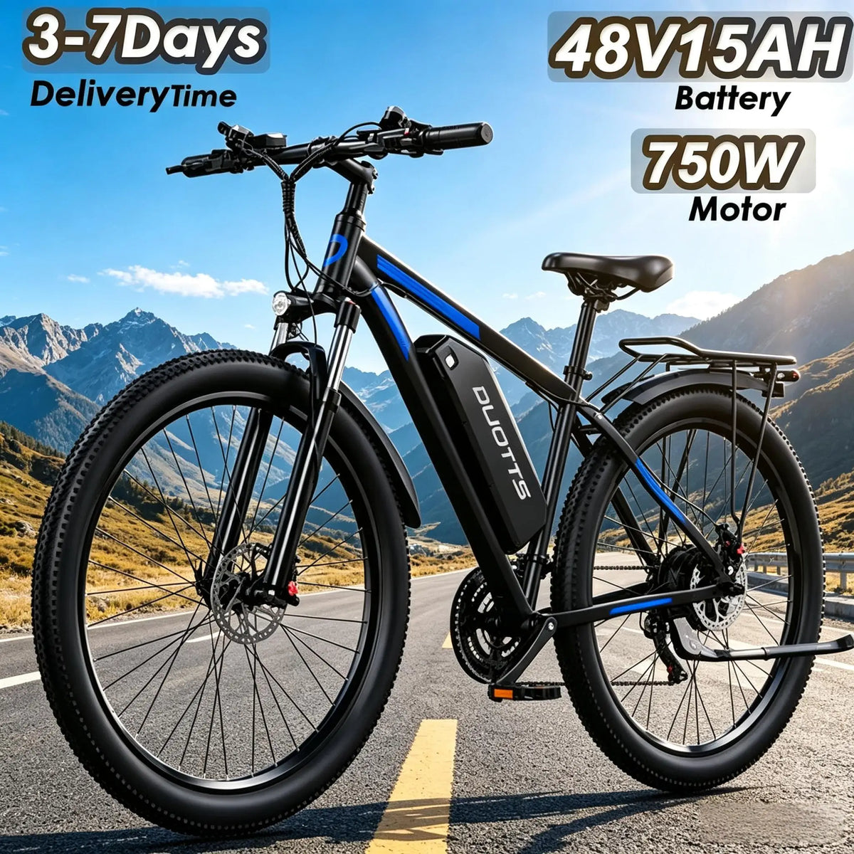 Bicicleta eléctrica con motor de 750W, batería de 48V 15Ah de larga duración, frenos hidráulicos, neumáticos todoterreno de 29 pulgadas, bicicleta eléctrica de largo alcance para traslados urbanos