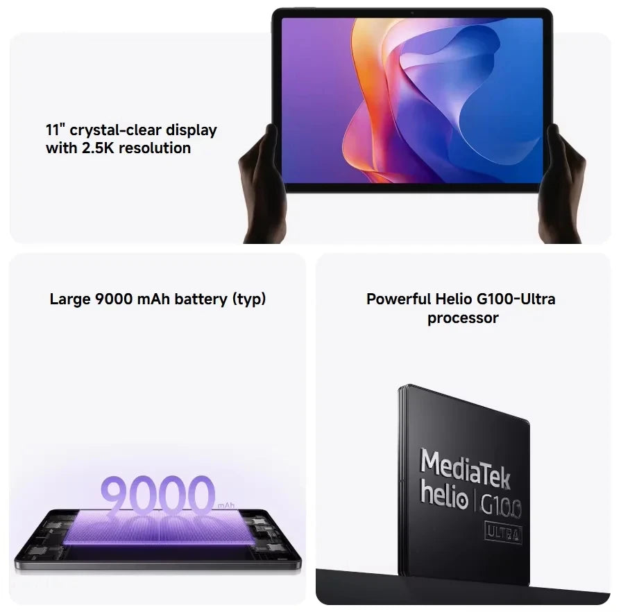 Tableta Xiaomi Redmi Pad 2 original, con batería de 9000 mAh, pantalla de 11 pulgadas, resolución 2.5K, WiFi, 90 Hz, procesador MediaTek Helio G100-Ultra y sistema Xiaomi HyperOS 2.