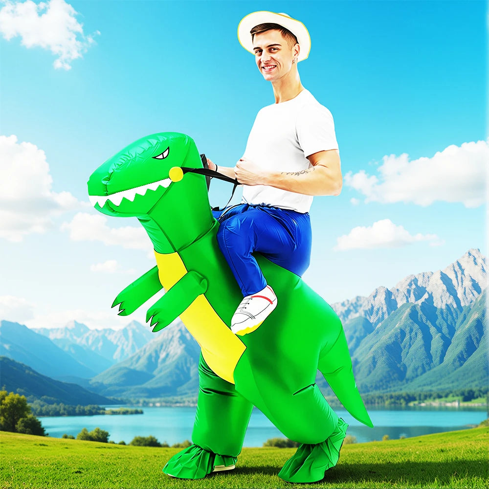Disfraz Inflable Divertido de Mascota de Dibujos Animados, Raptor, Dinosaurio, para Purim, Halloween, Navidad, Disfraz de Cosplay para Adultos, Traje de Anime