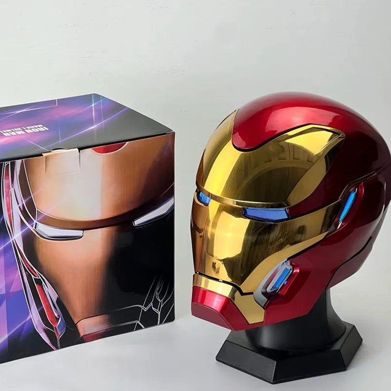 Casco de Iron Man Mk17 Mk5 de los Vengadores, Automático, 1 a 1, Apertura y Cierre Eléctrico, Control Remoto por Voz en Inglés, Juguete de Cosplay, Regalo de Cumpleaños