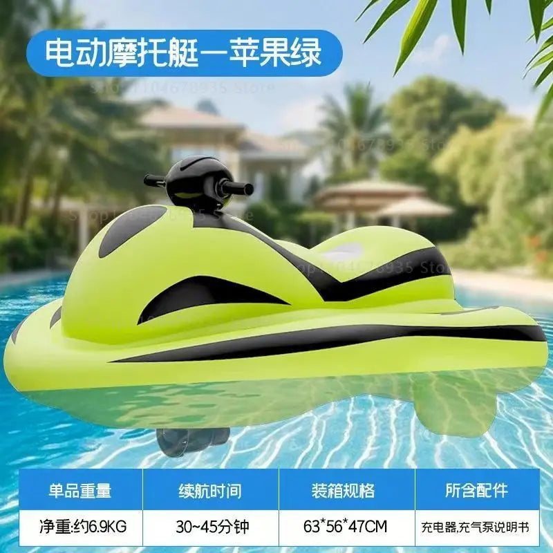 Jet Ski eléctrico para adultos, moto acuática motorizada inflable con diseño de seguridad para niños