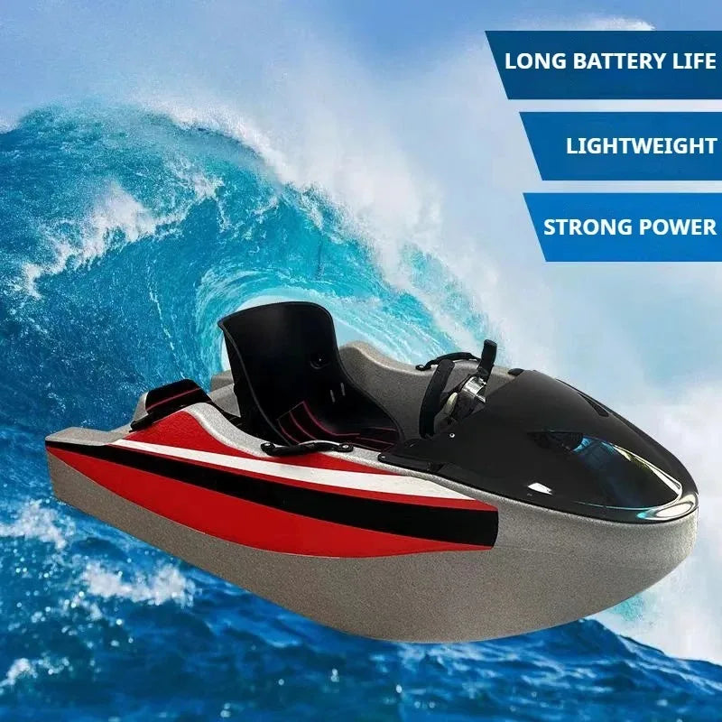 Moto Acuática Eléctrica, Jet Ski Motorizado de Doble Velocidad de 52 km/h para 2 Adultos, Carga de 150 kg y 90 Minutos de Autonomía para Deportes Acuáticos y Esquí