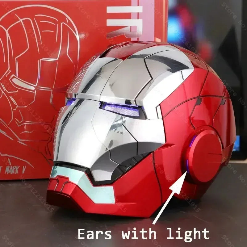 Casco de Iron Man Mk5 Mk50 Mk17 con Control por Voz Jarvis, Luz LED, Modelo de Juguete para Adultos, Regalo de Cumpleaños