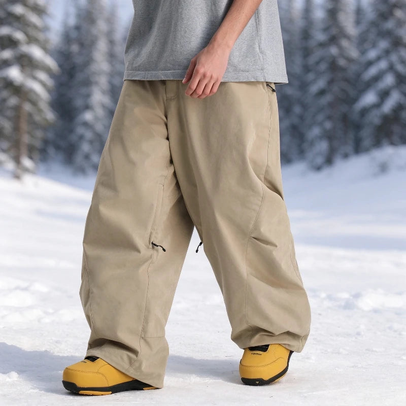 Nuevos pantalones de esquí para hombre, ideales para el invierno, resistentes al viento y al agua, con cremallera, transpirables, de corte holgado, diseño sencillo y color liso, perfectos para actividades deportivas al aire