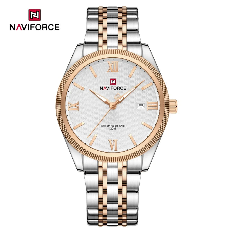 Reloj NAVIFORCE clásico para hombre, pantalla con puntero luminoso, resistente al agua 3ATM, movimiento de cuarzo, calendario, diseño sencillo, relojes para chico