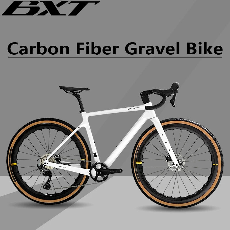 Bicicleta de gravel BXT 700C de fibra de carbono, 11 velocidades GRX-600, ruedas de carbono, manillar de carbono, bicicleta de carretera de gravel completa