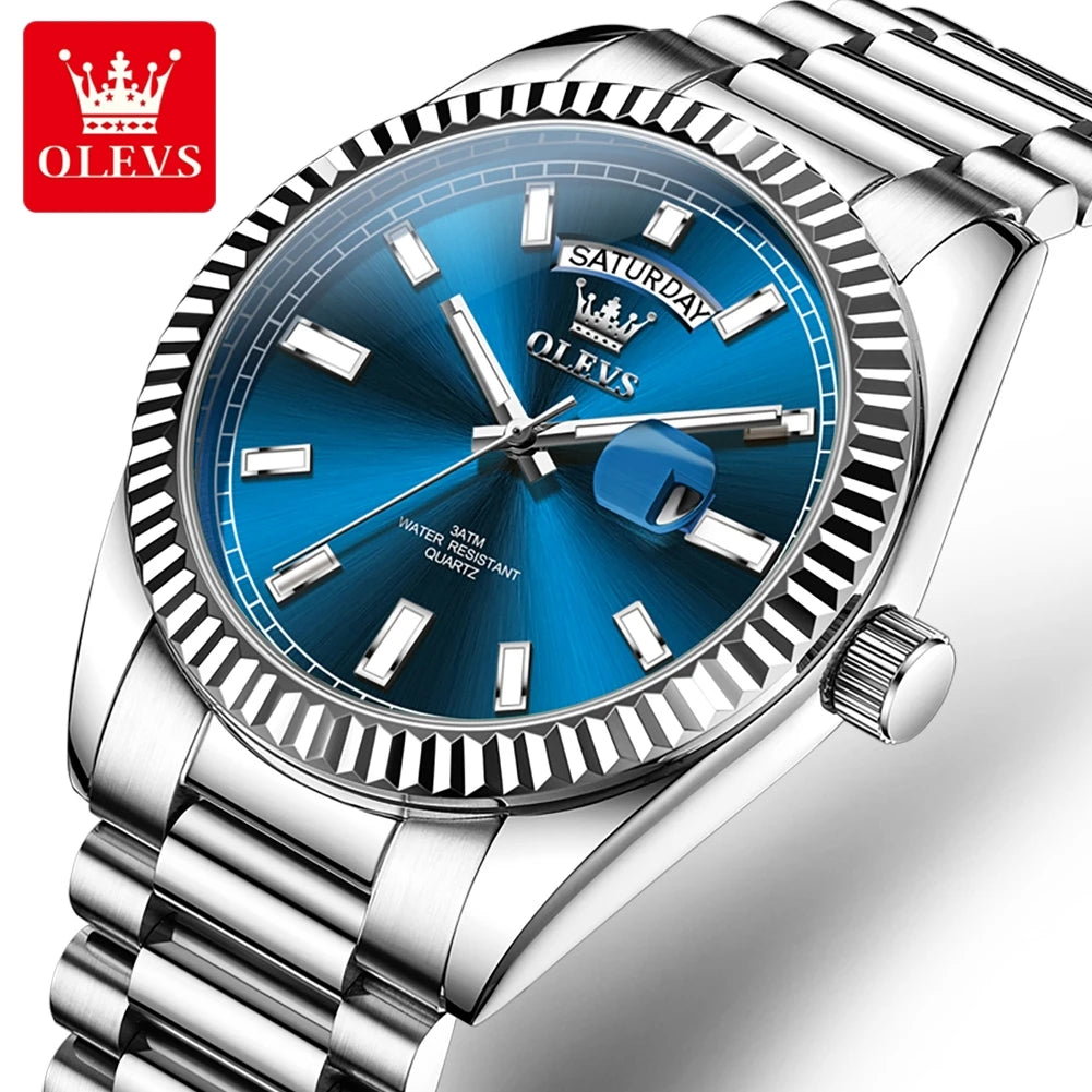 Reloj para hombre OLEVS 5650, de lujo, original, deportivo, de cuarzo, resistente al agua, con luminiscencia, día y fecha, regalo para hombre