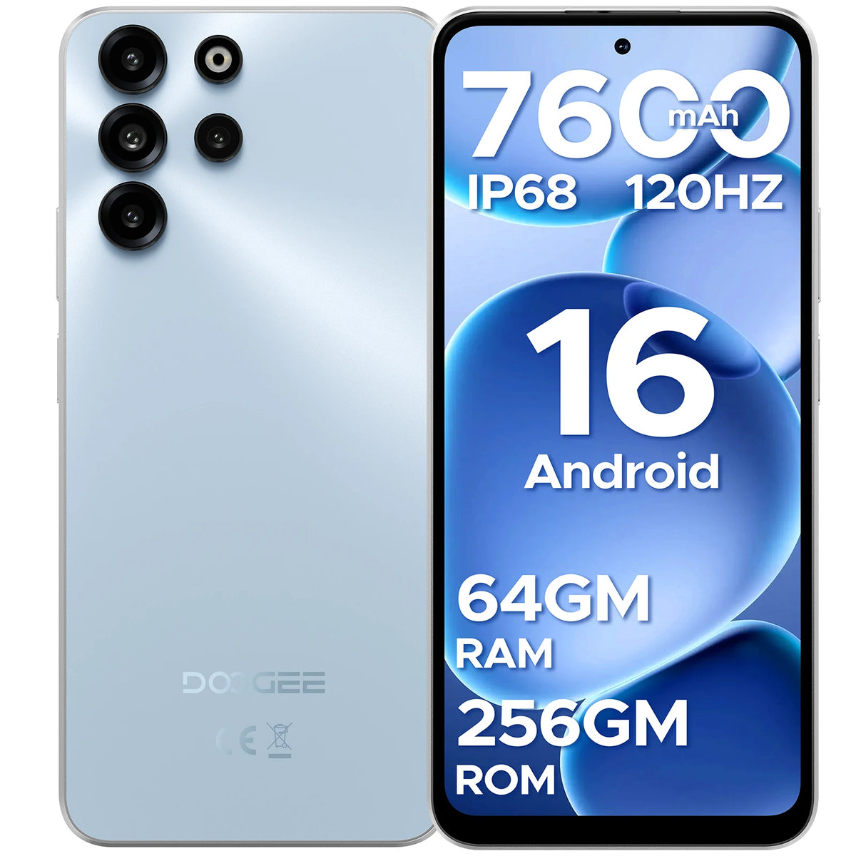Smartphone DOOGEE B10 Pro 64GB+256GB Pantalla FHD de 6,63” 120Hz IP68 Helio G100 Batería 7600mAh Cámara 64MP Android 16 NFC