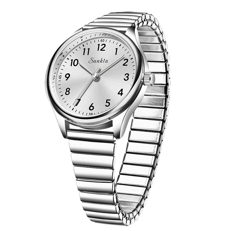 Reloj de cuarzo LIGE para mujer, diseño simple en blanco y negro, correa de piel casual, resistente al agua, pulsera elegante para regalo