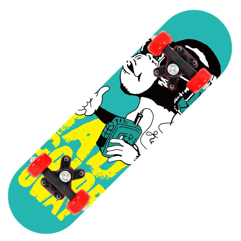 Nuevo monopatín de cuatro ruedas de dibujos animados para niños, patinetas para principiantes, plataforma de madera de arce, patineta para exteriores, monopatín de doble balancín