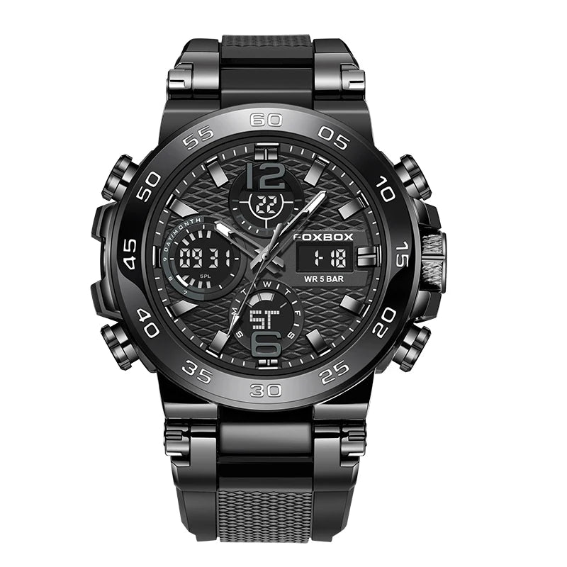 Reloj militar para exteriores FOXBOX, reloj digital de silicona con camuflaje de moda para hombre, reloj de cuarzo deportivo impermeable para hombre