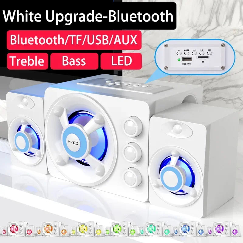 Altavoz de barra de sonido envolvente para cine en casa, estéreo 3D HIFI, con luces LED de colores, conexión AUX, USB, cableada e inalámbrica por Bluetooth