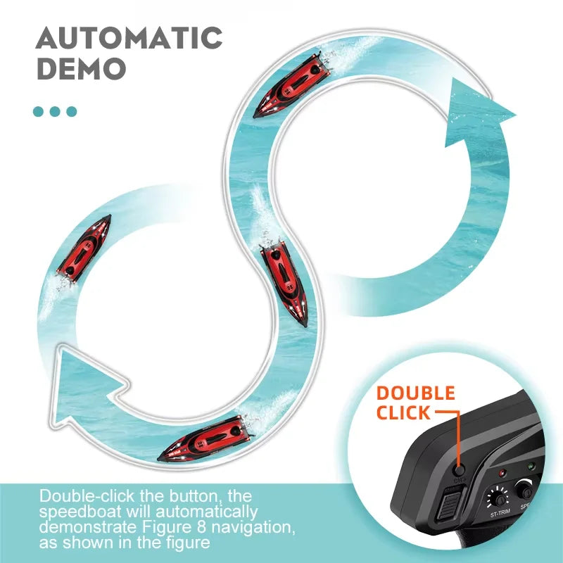 Lancha rápida RC de verano 2.4Ghz 25km/h, barco de carreras a control remoto resistente al agua, juguete acuático para niños, modelo