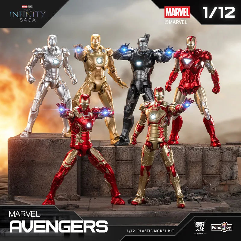 Fondjoy Marvel 1:12 Serie de Montaje 3 Iron Man 3 Mk3 Figura de Acción Caja Sorpresa Vengadores Saga Infinita Modelo Coleccionable Juguete Regalo