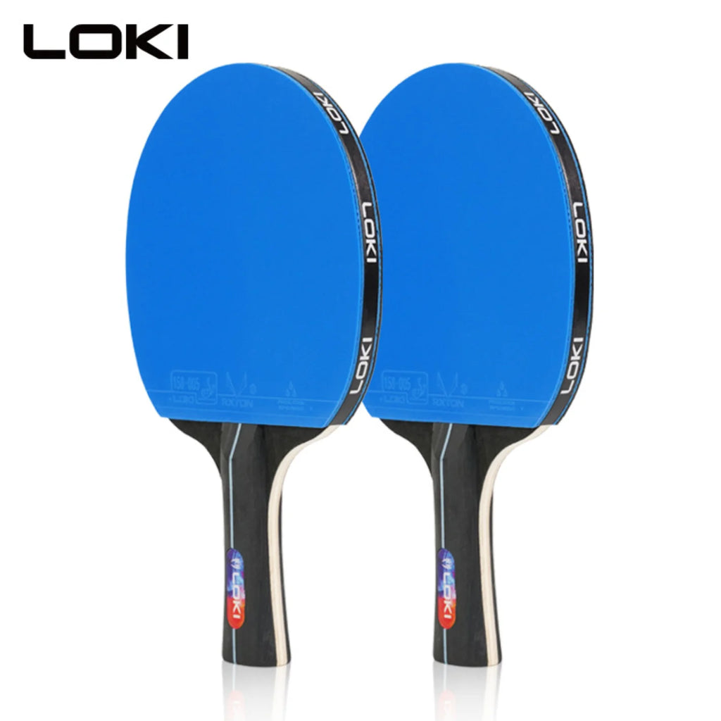 Raqueta de tenis LOKI K5000 FL con mango largo, raquetas de Ping Pong para entretenimiento en el hogar con goma de Ping Pong de Color azul