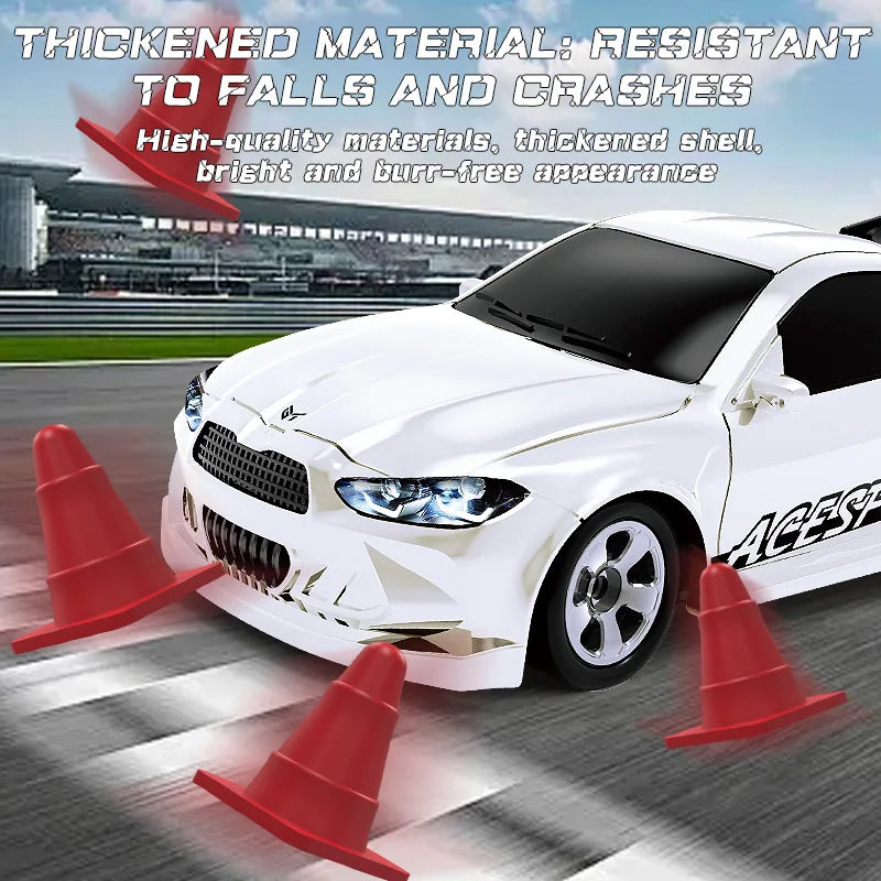 Coche RC 1/64, 2.4G 4WD, coche de carreras a escala mini de alta velocidad para escritorio, tracción en las cuatro ruedas, modelo de carreras GTR a control remoto, juguete para niños
