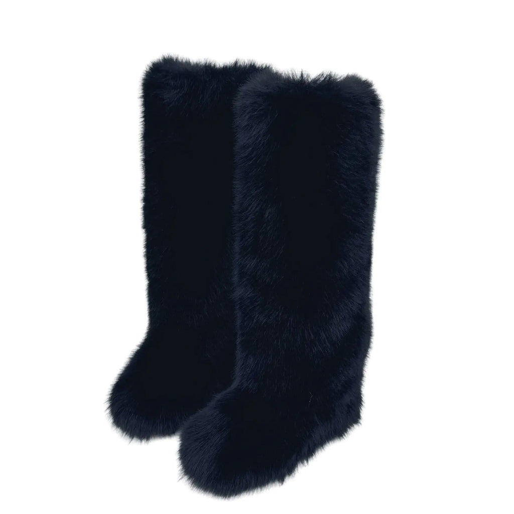Botas Altas de Piel Sintética Rosa Intenso para Mujer, Cálidas y a la Moda para Invierno, Estilo Urbano